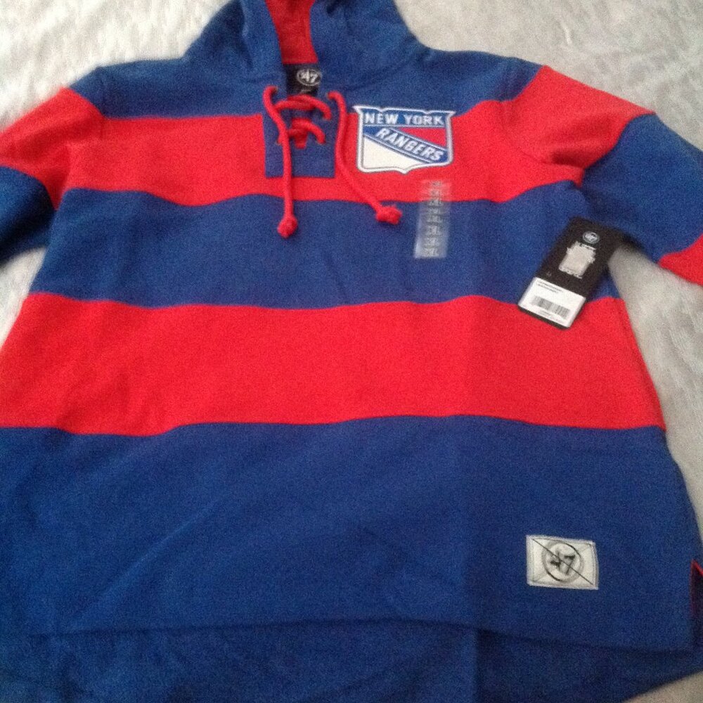 New York Rangers Men's Lace Up Hoodie X-Large NHL Pullover Sweatshirt - NWT
